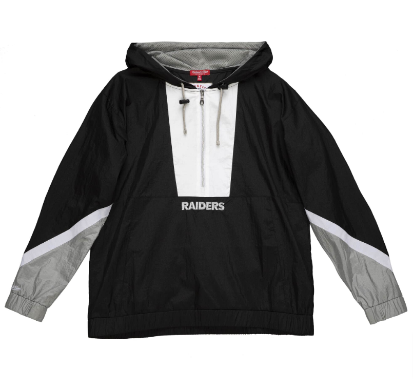 Oakland Raiders Women's Mitchell & Ness Half Zip Windbreaker 2.0 Light Jacket - THE 4TH QUARTER