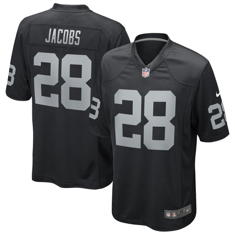 Raiders Mens Jersey #28 Josh Jacobs Game Black Replica