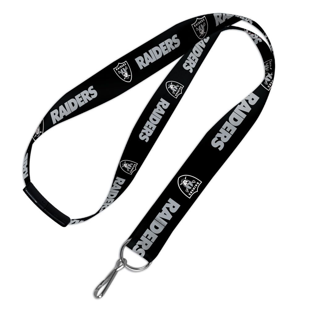 Raiders Badge Tickets Holder Keychain Lanyard Black w/Breakaway 1" - THE 4TH QUARTER