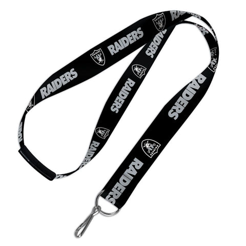 Raiders Badge Tickets Holder Keychain Lanyard Black w/Breakaway 1"