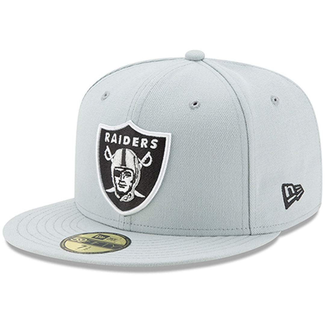Oakland Raiders Fitted New Era 59Fifty Snow Grey Cap Hat - THE 4TH QUARTER