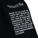 Raiders Mens Mitchell & Ness Origin Fleece Shorts Black