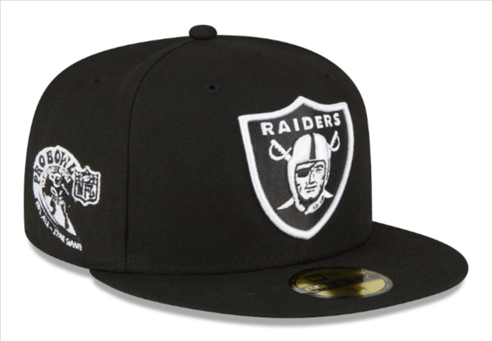 Oakland Raiders Fitted New Era 59Fifty 2001 Pro Bowl Patch Up Cap Hat Black White - THE 4TH QUARTER