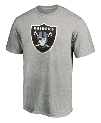 Las Vegas Raiders Mens T-Shirt Fanatics Primary Logo Grey Tee