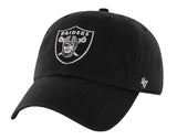 Oakland Raiders Strapback '47 Brand Clean Up Adjustable Cap Hat Black - THE 4TH QUARTER