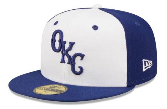 Oklahoma City Dodgers Fitted 59FIFTY New Era OKC Logo Tri White Blue Hat Cap - THE 4TH QUARTER