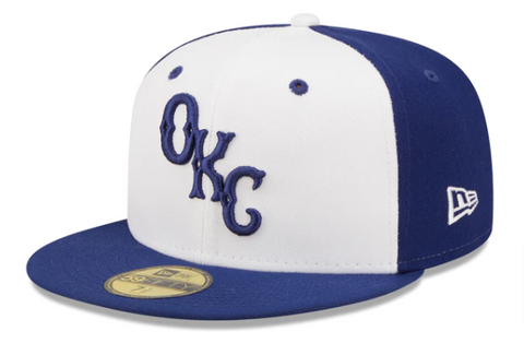 Oklahoma City Dodgers Fitted 59FIFTY New Era OKC Logo Tri White Blue Hat Cap