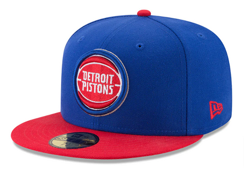 Detroit Pistons Fitted 59Fifty New Era Cap Hat 2 Tone Blue Red