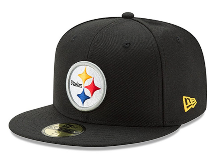 Pittsburgh Steelers Fitted New Era 59Fifty Basic Omaha Black Cap Hat - THE 4TH QUARTER