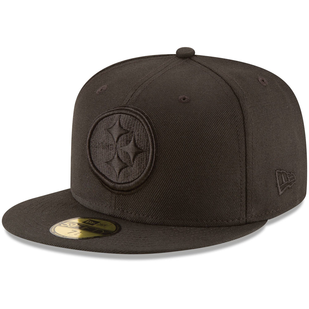 Pittsburgh Steelers Fitted New Era 59Fifty Black on Black Cap Hat - THE 4TH QUARTER