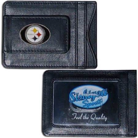Pittsburgh Steelers Magnetic Leather Money Clip Wallet Card Holder