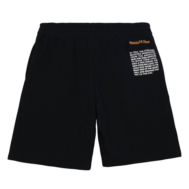 Pittsburgh Steelers Mens Mitchell &amp; Ness Origin Fleece Shorts Black - THE 4TH QUARTER