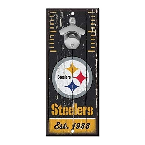 Pittsburgh Steelers 5X11 Wood Bottle Opener Sign