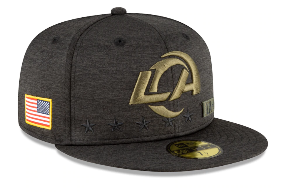 Los Angeles Rams Fitted New Era 59Fifty 2020 Salute to Service Heather Black Cap Hat - THE 4TH QUARTER