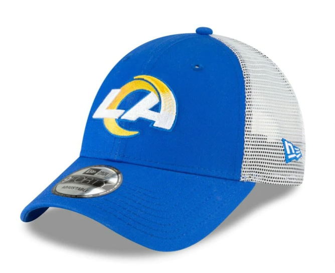 Los Angeles Rams Velcro New Era 9Forty Adjustable Trucker Blue Cap Hat - THE 4TH QUARTER