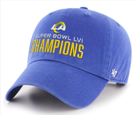 Los Angeles Rams Strapback '47 Brand Super Bowl Champions Clean Up Cap Hat Blue