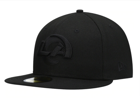 Los Angeles Rams Fitted New Era 59Fifty New Logo Black on Black Cap Hat