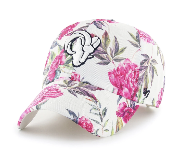 Los Angeles Rams Strapback '47 Brand Clean Up Peony Cap Hat White - THE 4TH QUARTER