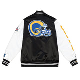 Los Angeles Rams Mens Mitchell & Ness Origins Varsity Satin Jacket Black White