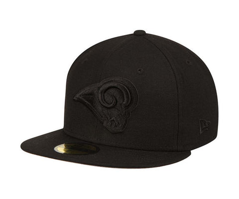 Los Angeles Rams Fitted New Era 59Fifty Black on Black Cap Hat - THE 4TH QUARTER