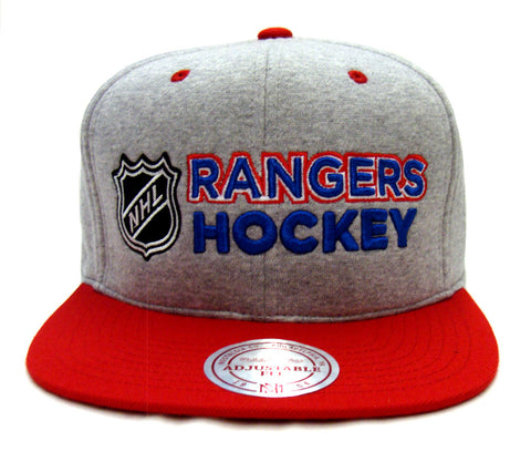 New York Rangers Snapback Mitchell & Ness Heather Jersey Cap Hat Grey Red - THE 4TH QUARTER