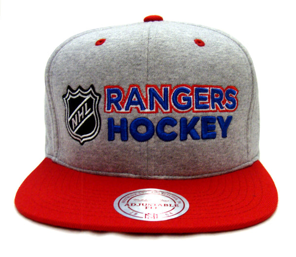 New York NY Rangers 2T XL-WORDMARK Grey-Black Fitted Hat by Mitch