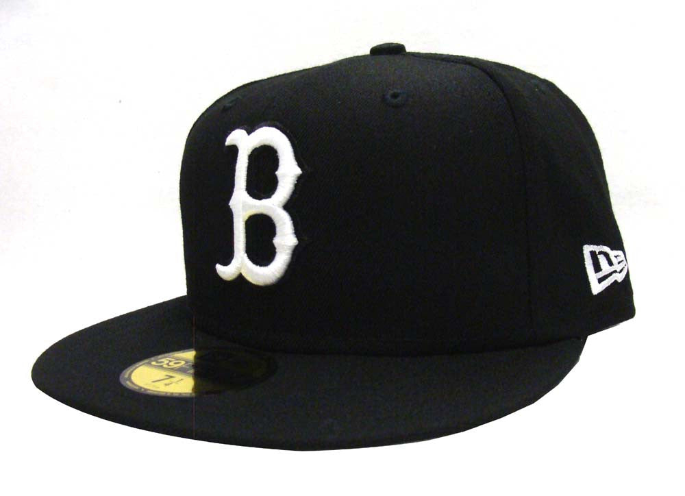 Boston Red Sox Fitted New Era 59Fifty White Logo Cap Hat Black - THE 4TH QUARTER