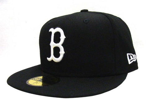 Boston Red Sox Fitted New Era 59Fifty White Logo Cap Hat Black - THE 4TH QUARTER