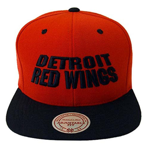 Detroit Red Wings Snapback Mitchell & Ness Monolith Cap Hat Red Black - THE 4TH QUARTER