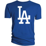 Los Angeles Dodgers Mens T-Shirt '47 Brand Wordmark Club Logo Tee Blue