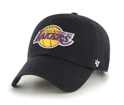 Los Angeles Lakers Strapback '47 Brand Clean Up Adjustable Cap Hat Black - THE 4TH QUARTER