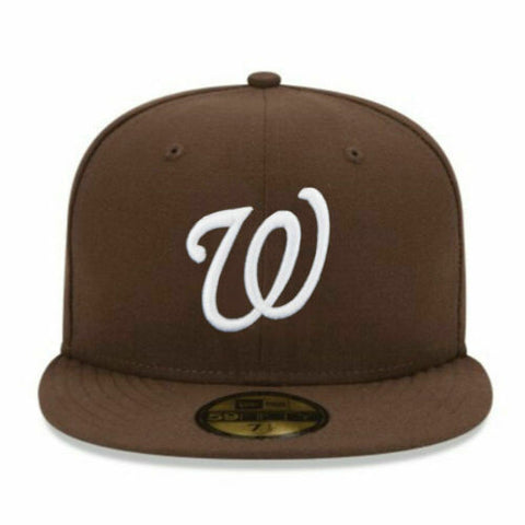 Washington Nationals Fitted New Era 59Fifty Basic Logo Cap Hat Brown
