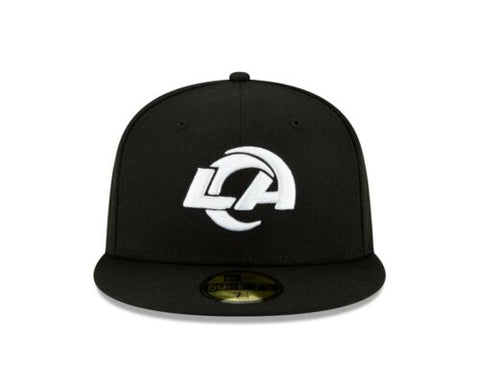 Los Angeles Rams Fitted New Era 59Fifty New Logo Cap Hat Black White Logo