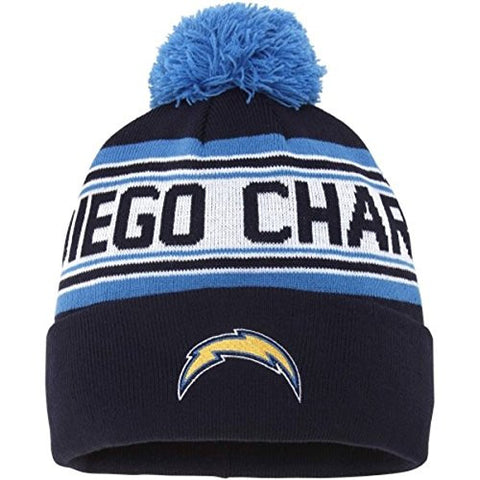 San Diego Chargers Beanie Kids (4-7) Pom Cuff Embroidered Cap Navy - THE 4TH QUARTER