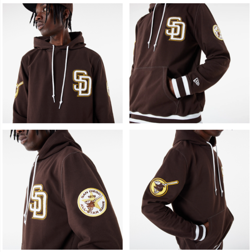 San Diego Padres Mens Sweatshirt New Era Elite Brown Hoodie - THE 4TH QUARTER