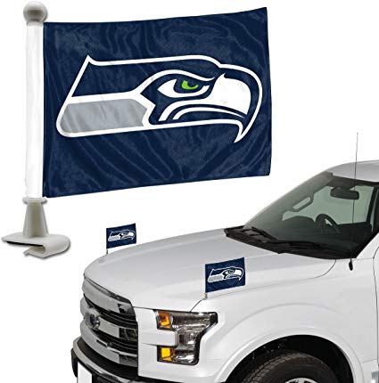 Seattle Seahawks Auto Ambassador  2PC Car Mini Flag Set - THE 4TH QUARTER