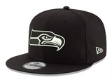 Seattle Seahawks Snapback New Era Cap Hat Black & White - THE 4TH QUARTER