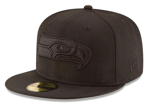 Seattle Seahawks Fitted New Era 59Fifty Black on Black Cap Hat