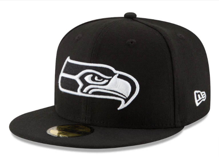 Seattle Seahawks Fitted New Era 59Fifty Basic League Cap Hat Black White - THE 4TH QUARTER