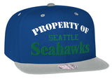 Seattle Seahawks Snapback Mitchell & Ness Property Of Cap Hat Blue Grey - THE 4TH QUARTER