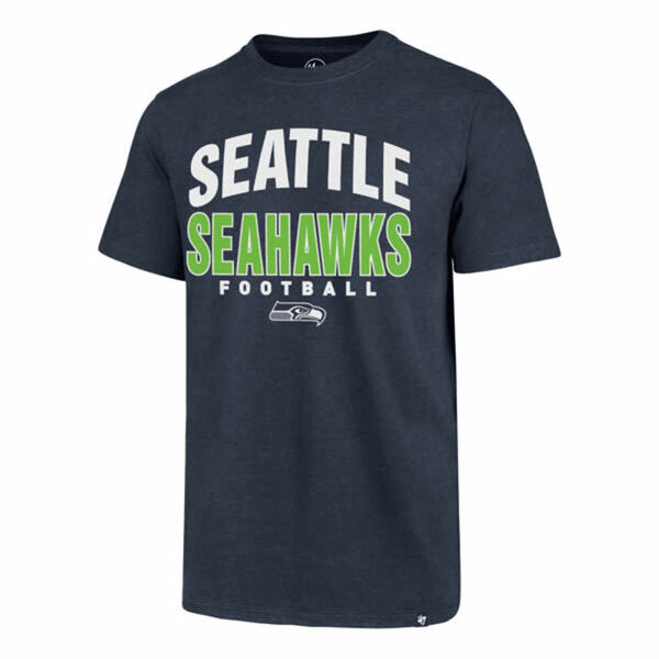 Seattle Seahawks Mens 47 Brand Track Down T-Shirt Light Navy - THE 4TH QUARTER