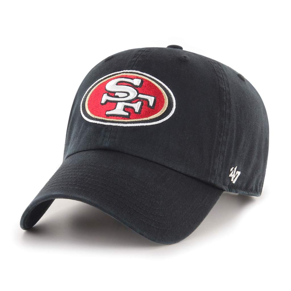 San Francisco 49ers Strapback 47 Brand Clean Up Adjustable Cap Hat Black - THE 4TH QUARTER