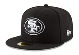 San Francisco 49ers Fitted New Era 59Fifty League Basic Cap Hat Black White