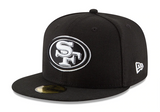 San Francisco 49ers Fitted New Era 59Fifty League Basic Cap Hat Black White - THE 4TH QUARTER