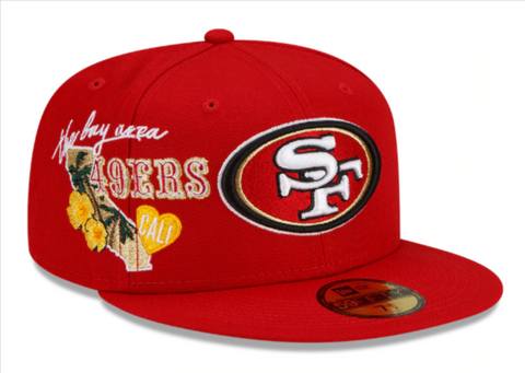 San Francisco 49ers Fitted New Era 59Fifty City Cluster Cap Hat Red