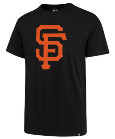 San Francisco Giants Mens T-Shirt '47 Brand SF Logo Black Tee - THE 4TH QUARTER