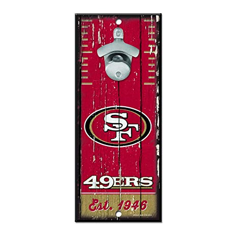 San Francisco 49ers 5X11 Wood Bottle Opener Sign - THE 4TH QUARTER
