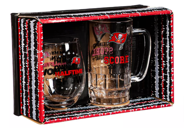Tampa Bay Buccaneers Stemless 17oz Wine & Beer 16oz Glass Gift Set - THE 4TH QUARTER