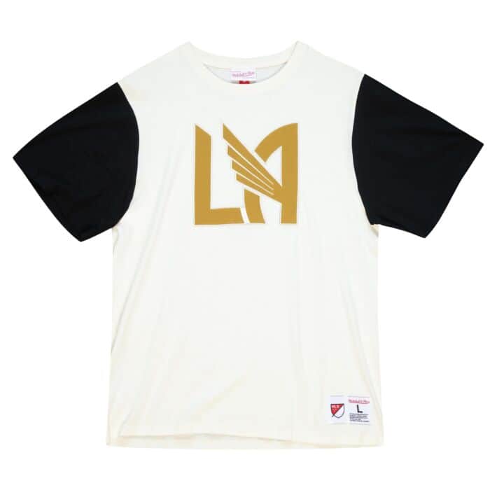 Los Angeles FC Mens Mitchell & Ness Cream Color Blocked S/S Tee - THE 4TH QUARTER