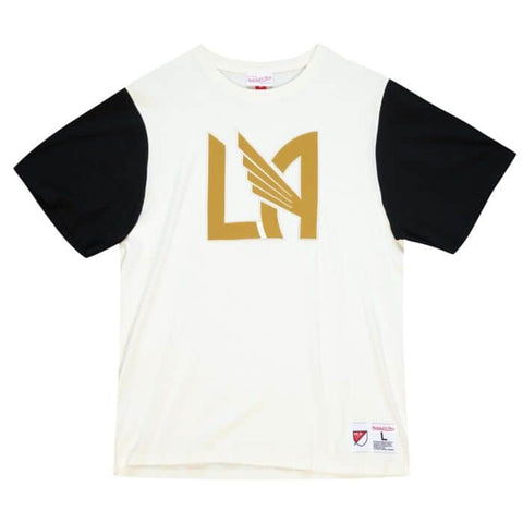 Los Angeles FC Mens Mitchell & Ness Cream Color Blocked S/S Tee